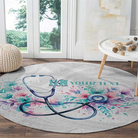 New Zealand Nurses RN Personalised Round Carpet Stethoscope Floral Maori Motif