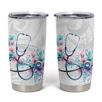 New Zealand Nurses RN Personalised Tumbler Cup Stethoscope Floral Maori Motif