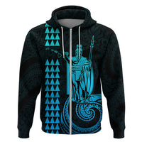 Custom Hawaii Hoodie King Kamehameha Aqua LT9 Zip Hoodie Aqua - Polynesian Pride