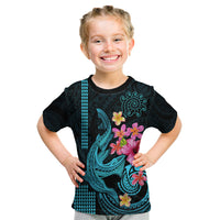 Custom Polynesian Kid T Shirt Hawaiian Warriors with Tribal Shark Tattoos - Blue LT9 Blue - Polynesian Pride