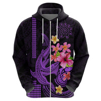 Custom Polynesian Hoodie Hawaiian Warriors with Tribal Shark Tattoos Purple LT9 - Polynesian Pride
