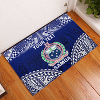 Personalised Samoa Coat Of Arms Rubber Doormat With Polynesian Pattern Version