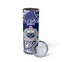 Personalised Samoa Coat Of Arms Skinny Tumbler With Polynesian Pattern Version