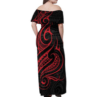 Tahitian Coat Of Arm and Tiare Flower Family Matching Off Shoulder Maxi Dress and Hawaiian Shirt Polynesian Tribal Tattoo LT9 - Polynesian Pride