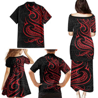 Tahitian Coat Of Arm and Tiare Flower Family Matching Puletasi and Hawaiian Shirt Polynesian Tribal Tattoo LT9 - Polynesian Pride