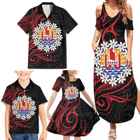 Tahitian Coat Of Arm and Tiare Flower Family Matching Summer Maxi Dress and Hawaiian Shirt Polynesian Tribal Tattoo LT9 - Polynesian Pride