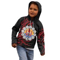 Tahitian Coat Of Arm and Tiare Flower Kid Hoodie Polynesian Tribal Tattoo LT9 - Polynesian Pride