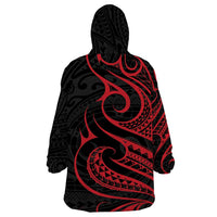 Tahitian Coat Of Arm and Tiare Flower Wearable Blanket Hoodie Polynesian Tribal Tattoo LT9 - Polynesian Pride