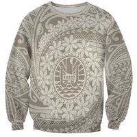 Tahitian Tiare Flower Sweatshirt Beige Polynesian Pattern LT9 Unisex Beige - Polynesian Pride