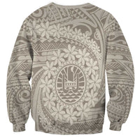 Tahitian Tiare Flower Sweatshirt Beige Polynesian Pattern LT9 - Polynesian Pride
