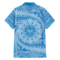 Tahitian Tiare Flower Family Matching Off Shoulder Maxi Dress and Hawaiian Shirt Blue Polynesian Pattern LT9 - Polynesian Pride