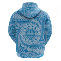 Tahitian Tiare Flower Hoodie Blue Polynesian Pattern
