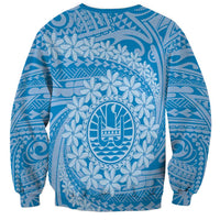 Tahitian Tiare Flower Sweatshirt Blue Polynesian Pattern LT9 - Polynesian Pride