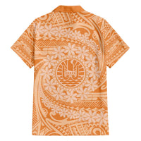Tahitian Tiare Flower Family Matching Off The Shoulder Long Sleeve Dress and Hawaiian Shirt Gold Polynesian Pattern LT9 - Polynesian Pride