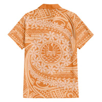 Tahitian Tiare Flower Hawaiian Shirt Gold Polynesian Pattern