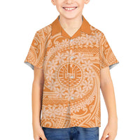 Tahitian Tiare Flower Hawaiian Shirt Gold Polynesian Pattern