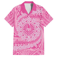 Tahitian Tiare Flower Family Matching Off The Shoulder Long Sleeve Dress and Hawaiian Shirt Pink Polynesian Pattern LT9 Dad's Shirt - Short Sleeve Pink - Polynesian Pride