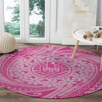 Tahitian Tiare Flower Round Carpet Pink Polynesian Pattern LT9 - Polynesian Pride