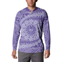 Tahitian Tiare Flower Button Sweatshirt Violet Polynesian Pattern