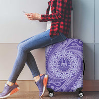 Tahitian Tiare Flower Luggage Cover Violet Polynesian Pattern