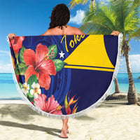 Personalised Tokelau Tropical Hibiscus Beach Blanket With Polynesian Plumeria Tattoo LT9 - Polynesian Pride