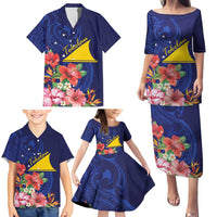 Personalised Tokelau Tropical Hibiscus Family Matching Puletasi and Hawaiian Shirt With Polynesian Plumeria Tattoo LT9 - Polynesian Pride