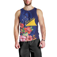 Personalised Tokelau Tropical Hibiscus Men Tank Top With Polynesian Plumeria Tattoo