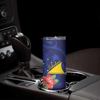 Personalised Tokelau Tropical Hibiscus Skinny Tumbler With Polynesian Plumeria Tattoo