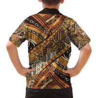 Hawaiian Style Tapa Family Matching Off The Shoulder Long Sleeve Dress and Hawaiian Shirt Vintage Seamless Pattern LT9 - Polynesian Pride