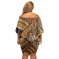 Hawaiian Style Tapa Family Matching Off Shoulder Short Dress and Hawaiian Shirt Vintage Seamless Pattern - Polynesian Pride