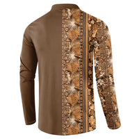 Hawaiian Tribal Elements Hibiscus Button Sweatshirt Gold Pattern - Polynesian Pride