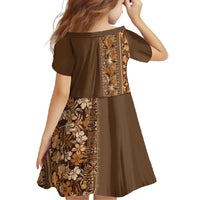 Hawaiian Tribal Elements Hibiscus Family Matching Off Shoulder Maxi Dress and Hawaiian Shirt Gold Pattern - Polynesian Pride