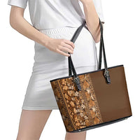 Hawaiian Tribal Elements Hibiscus Leather Tote Bag Gold Pattern - Polynesian Pride