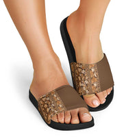 Hawaiian Tribal Elements Hibiscus Slide Sandals Gold Pattern - Polynesian Pride