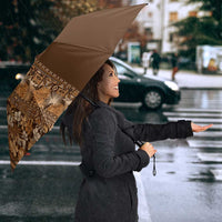 Hawaiian Tribal Elements Hibiscus Umbrella Gold Pattern - Polynesian Pride