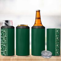 Hawaiian Tribal Elements Hibiscus 4 in 1 Can Cooler Tumbler Green Pattern - Polynesian Pride