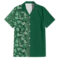 Hawaiian Tribal Elements Hibiscus Family Matching Summer Maxi Dress and Hawaiian Shirt Green Pattern - Polynesian Pride