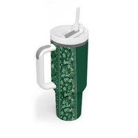 Hawaiian Tribal Elements Hibiscus Tumbler With Handle Green Pattern - Polynesian Pride