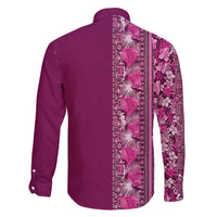 Hawaiian Tribal Elements Hibiscus Family Matching Off Shoulder Maxi Dress and Hawaiian Shirt Pink Pattern - Polynesian Pride