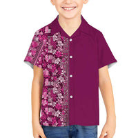 Hawaiian Tribal Elements Hibiscus Kid Hawaiian Shirt Pink Pattern - Polynesian Pride
