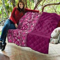 Hawaiian Tribal Elements Hibiscus Quilt Pink Pattern - Polynesian Pride