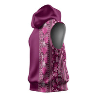 Hawaiian Tribal Elements Hibiscus Sleeveless Hoodie Pink Pattern - Polynesian Pride