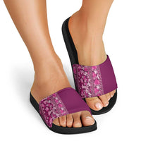 Hawaiian Tribal Elements Hibiscus Slide Sandals Pink Pattern - Polynesian Pride