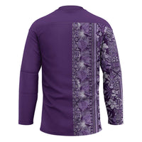 Hawaiian Tribal Elements Hibiscus Hockey Jersey Purple Pattern - Polynesian Pride