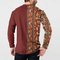 Hawaiian Tribal Elements Hibiscus Button Sweatshirt Red Pattern - Polynesian Pride