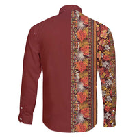 Hawaiian Tribal Elements Hibiscus Family Matching Short Sleeve Bodycon Dress and Hawaiian Shirt Red Pattern - Polynesian Pride