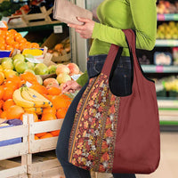 Hawaiian Tribal Elements Hibiscus Grocery Bag Red Pattern - Polynesian Pride