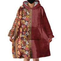 Hawaiian Tribal Elements Hibiscus Wearable Blanket Hoodie Red Pattern - Polynesian Pride