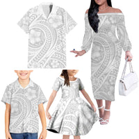 Lotu Tamaiti Samoan Polynesian Tribal Family Matching Off The Shoulder Long Sleeve Dress and Hawaiian Shirt LT9 - Polynesian Pride