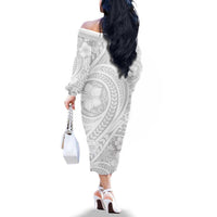 Lotu Tamaiti Samoan Polynesian Tribal Family Matching Off The Shoulder Long Sleeve Dress and Hawaiian Shirt LT9 - Polynesian Pride